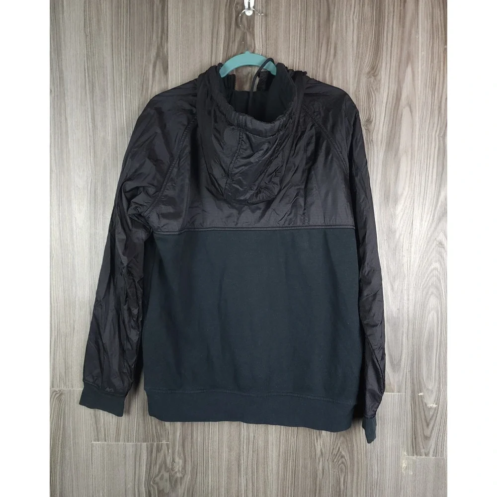 RVCA Mens Mixed Media Ripstop Fleece Half Zip Anorak Hoodie Black Small